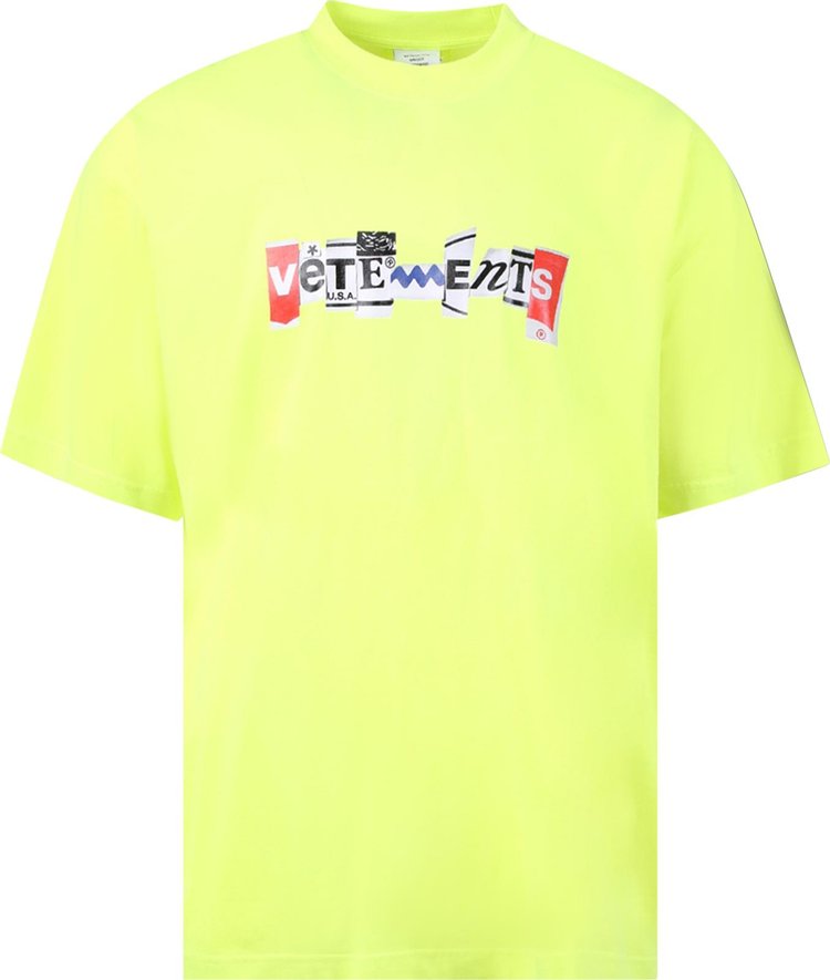Buy Vetements Mixed Logo T-Shirt 'Neon Yellow' - UA53TR220Y NEON | GOAT
