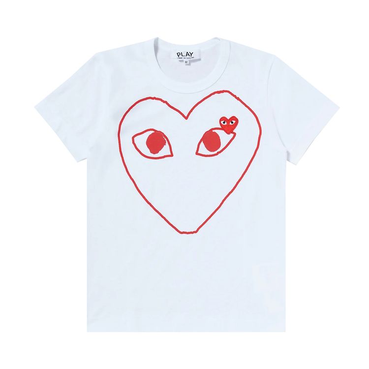 Comme des Garcons PLAY Heart Outline Tee White