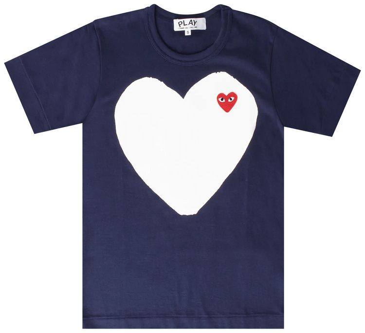 Comme des Garcons PLAY Play Red Heart Tee Navy