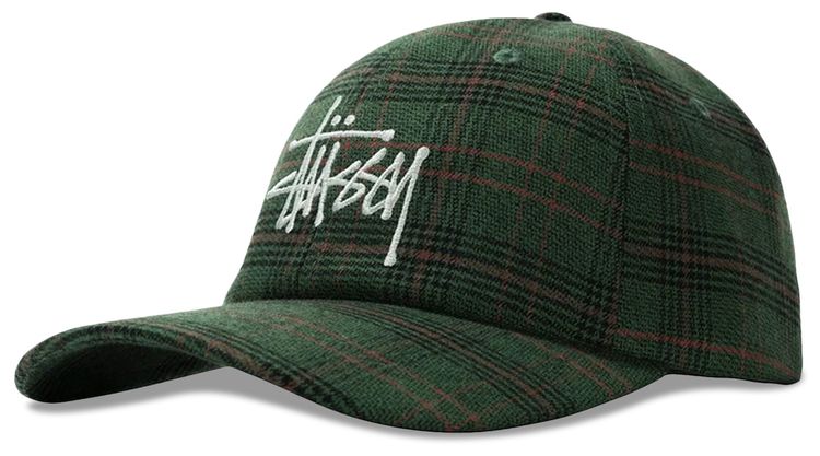 Stussy Big Logo Plaid Low Pro Cap Green