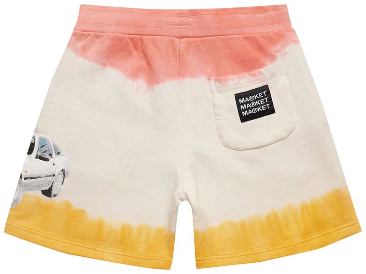 Market Exotic Automobile Sweatshorts Red Yellow Tie Dye