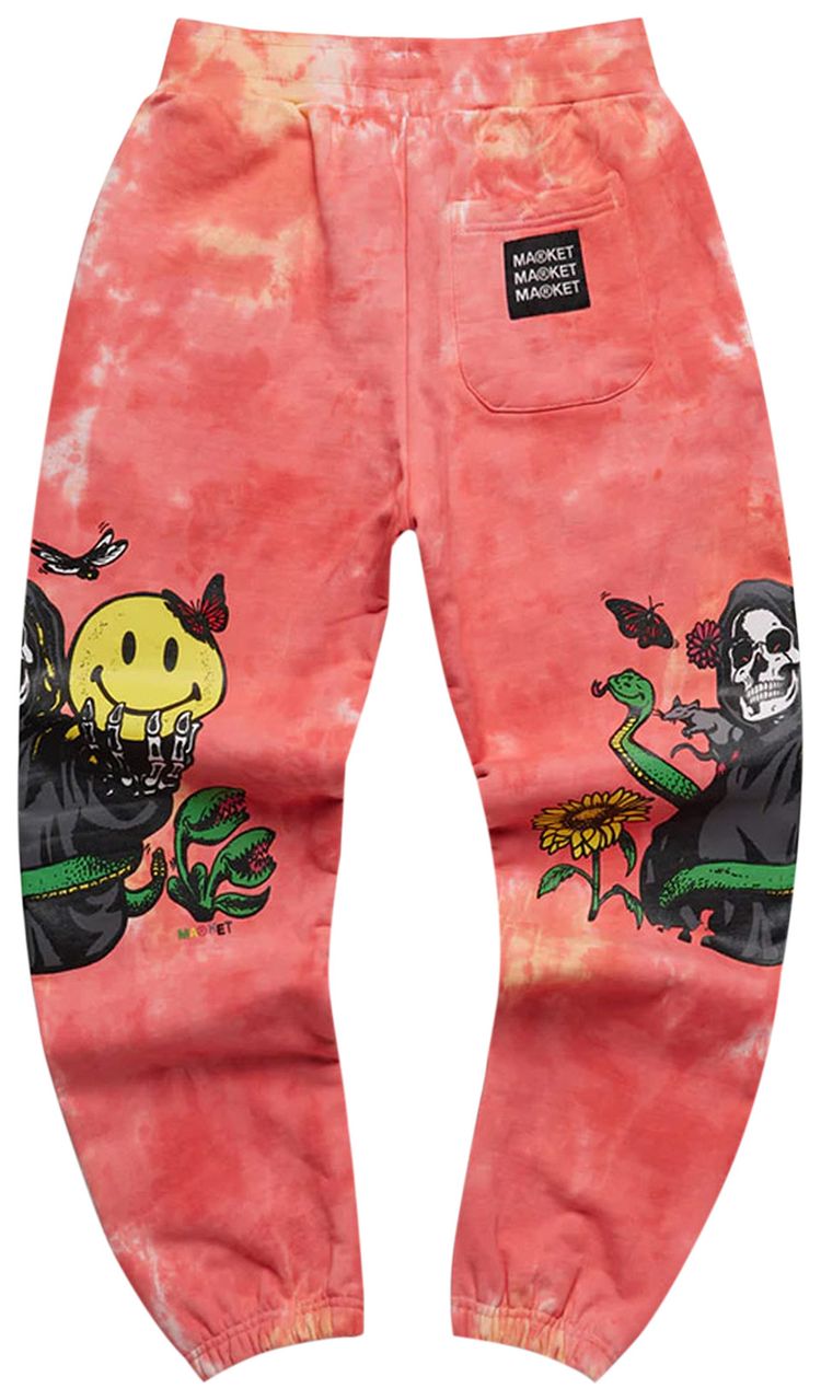 Market Smiley Look At The Bright Side Sweatpants Pink Tie Dye