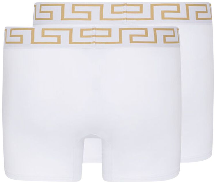 Versace Greca Border Long Trunks 2 Pack WhiteGold