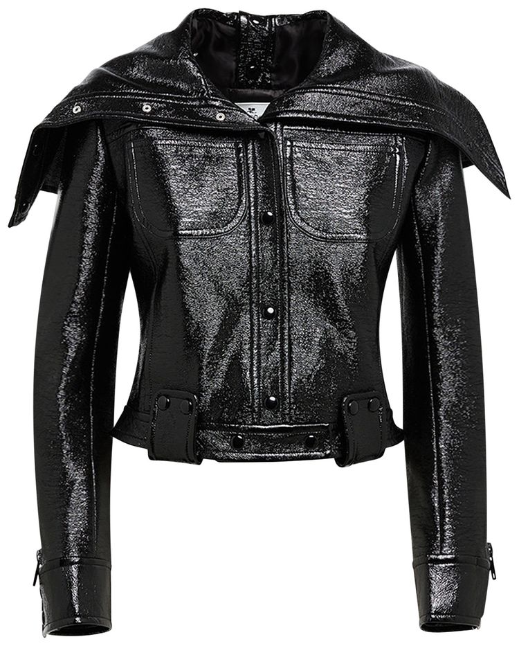Courreges Vinyl High Collar Jacket Black