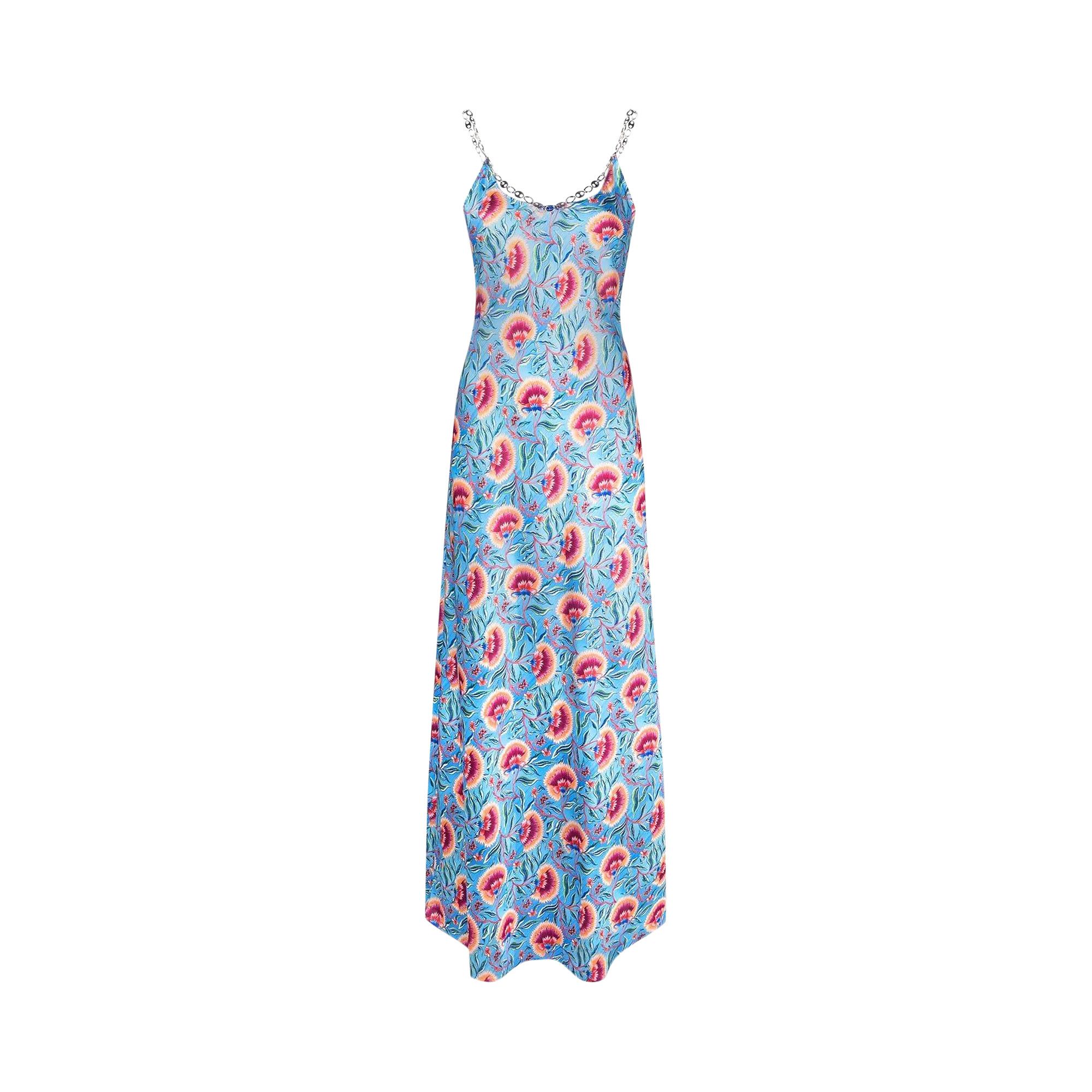 Buy Paco Rabanne Floral Print Maxi Dress Blue 22FCRO450PO0208