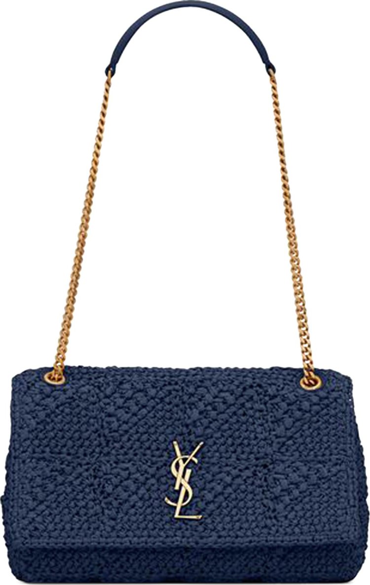 Saint Laurent Jamie Raffia Monogramme Chain Bag 'Bleu Otremer'