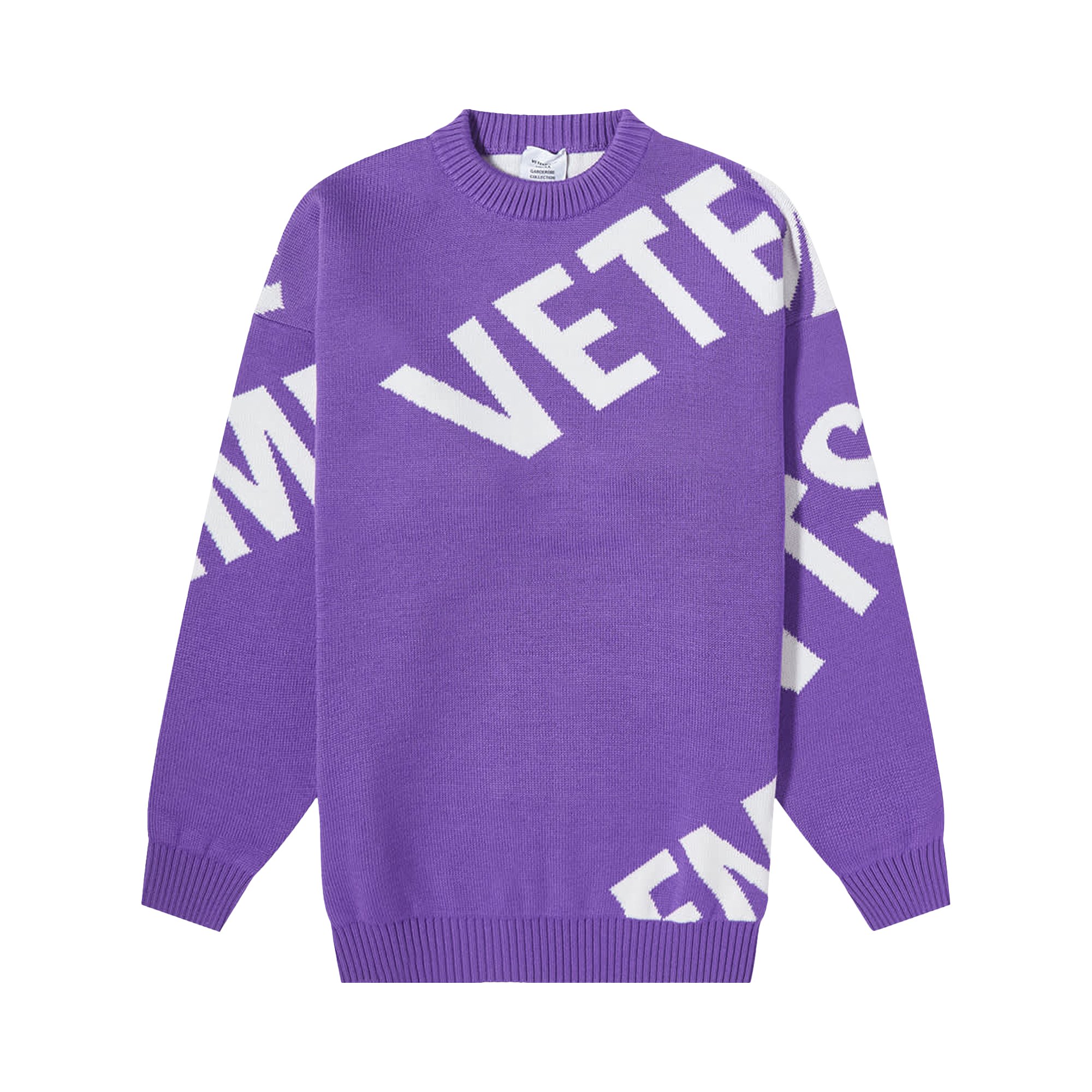 Buy Vetements Giant Logo Knitted Sweater 'Ultraviolet/White 