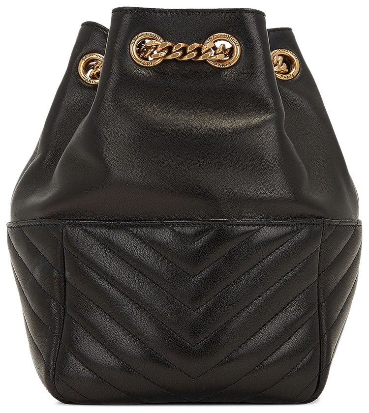 Saint Laurent Joe Chevron Bucket Bag Black