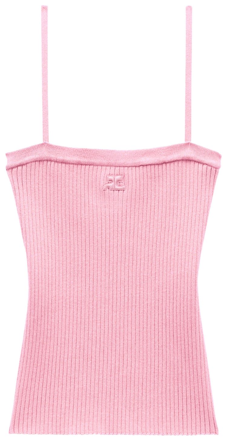 Courreges Rib Knit Tank Top Pink