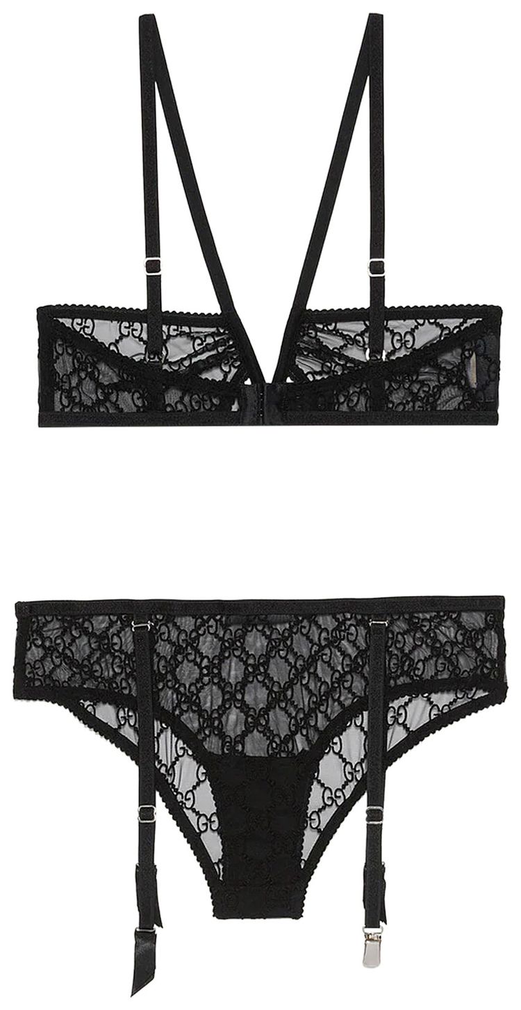 Gucci GG Star Tulle Lingerie Set Black