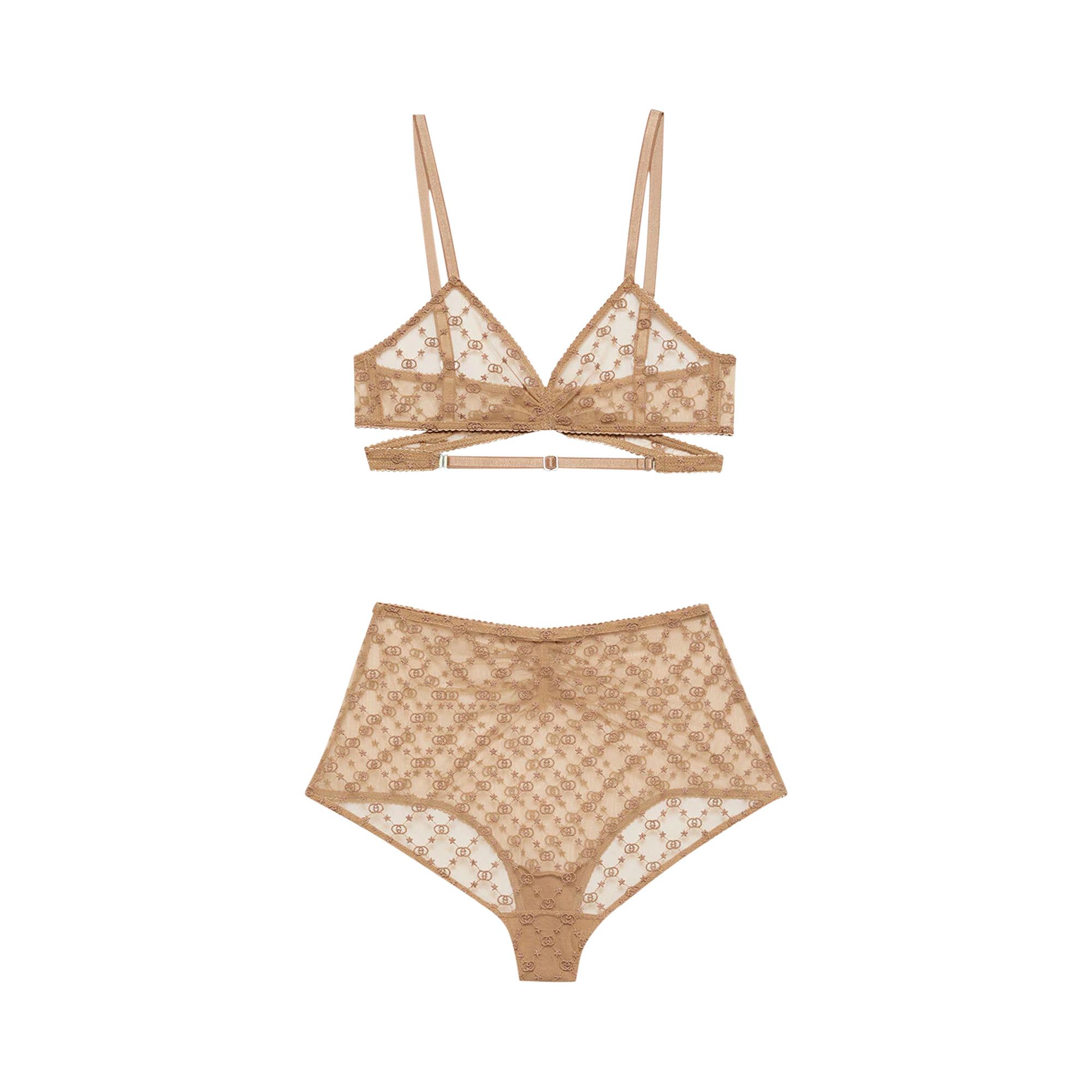 【VIP価格 2色】GUCCI GG TULLE BRA ブラジャー Buy Gucci GG Star Tulle Lingerie Set 'Beige' - 695771 XUAEB