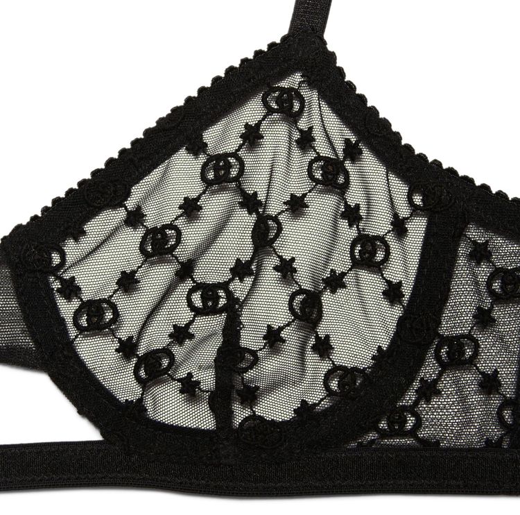 Gucci GG Star Tulle Lingerie Set Black