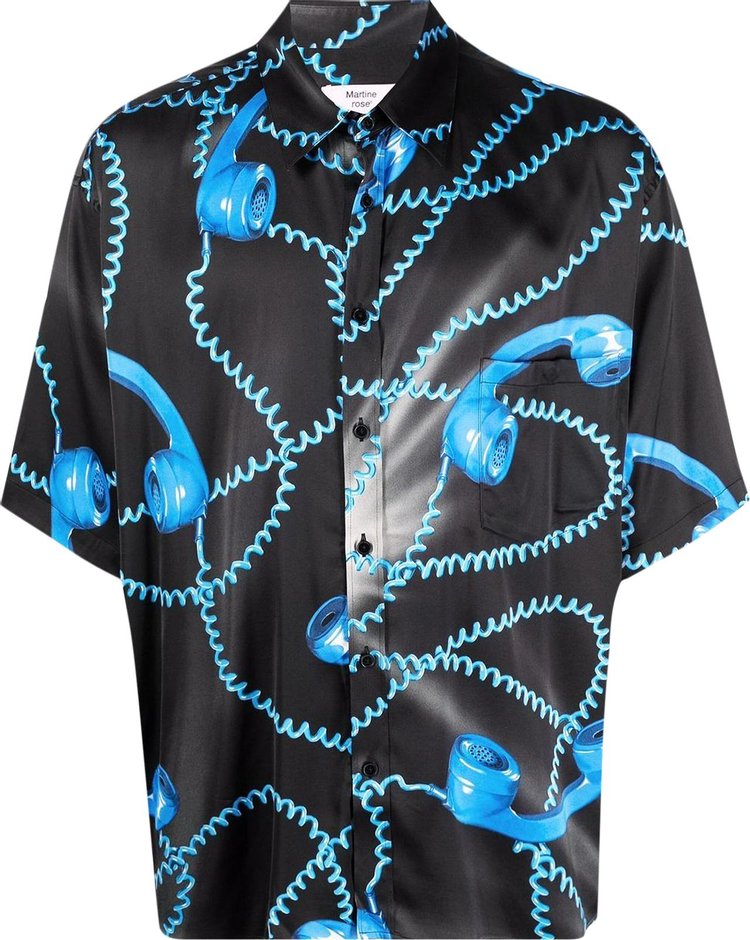 Buy Martine Rose Oversized Short-Sleeve Shirt 'Black/Blue Phone Print ...