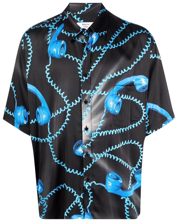 Martine Rose Oversized Short Sleeve Shirt BlackBlue Phone Print