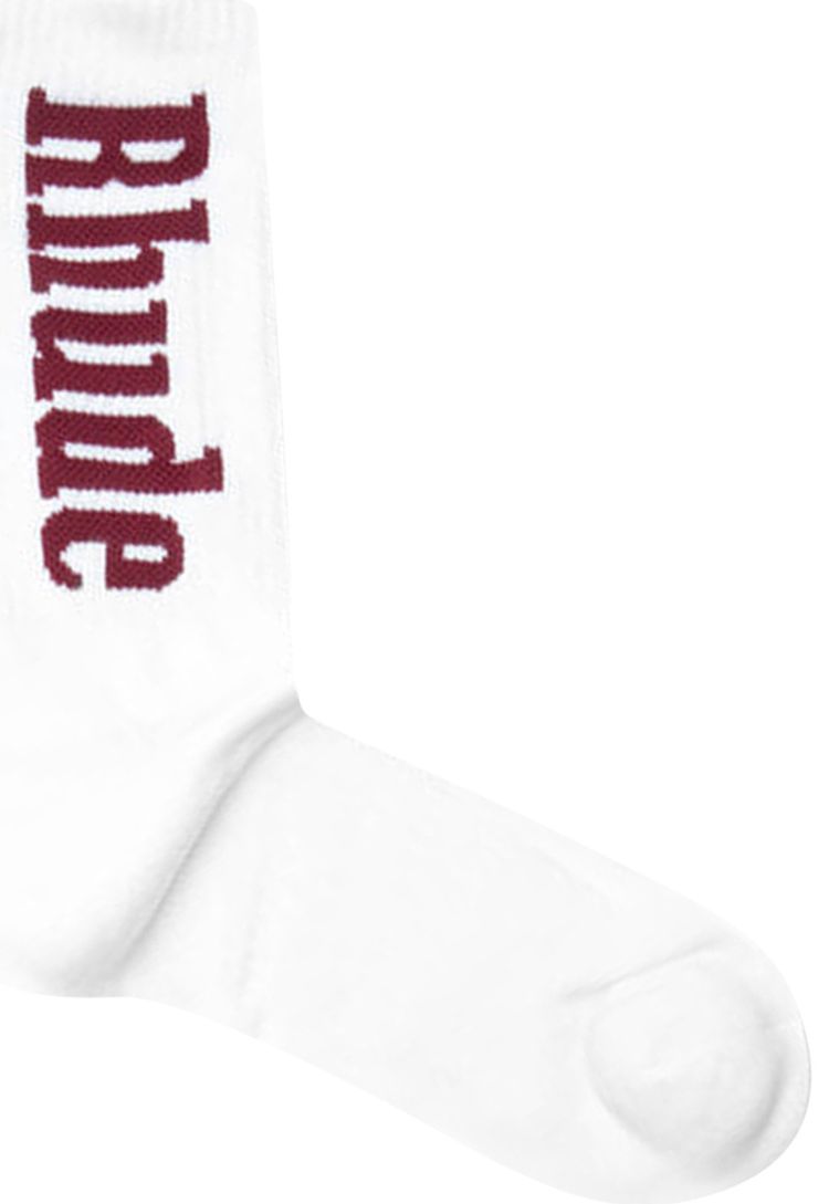Rhude Logo Verticle Sock WhiteMaroon