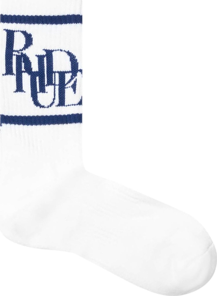 Rhude Scramble Logo Sock 'White/Navy'