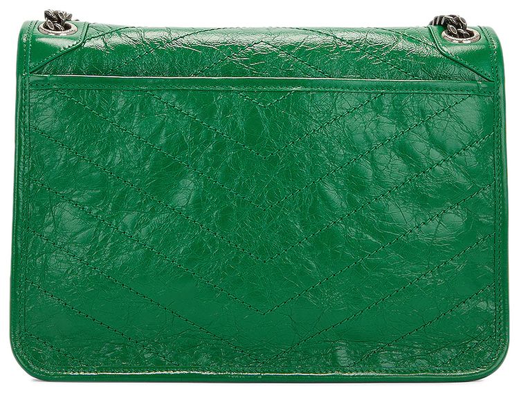 Saint Laurent Niki Medium Chain Bag In Crinkled Vintage Leather New Vert Praire