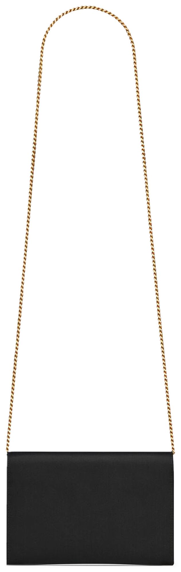 Saint Laurent Monogram Chain Wallet In Satin Black