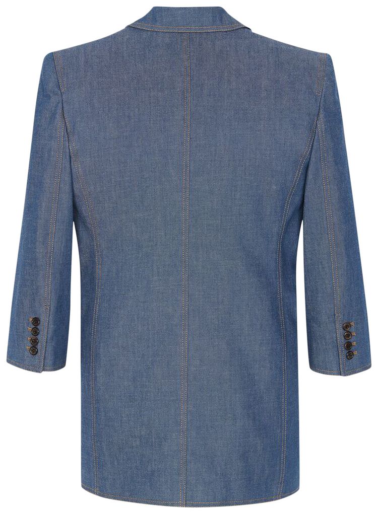 Saint Laurent Single Breasted Tailored Dress Blue Denim