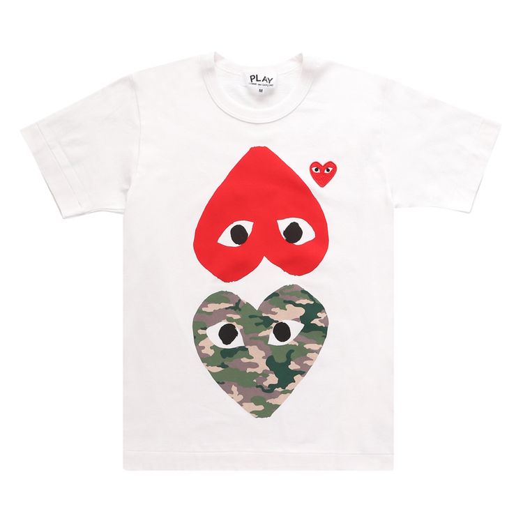 Comme des Garcons PLAY Multi Camouflage Heart Tee White