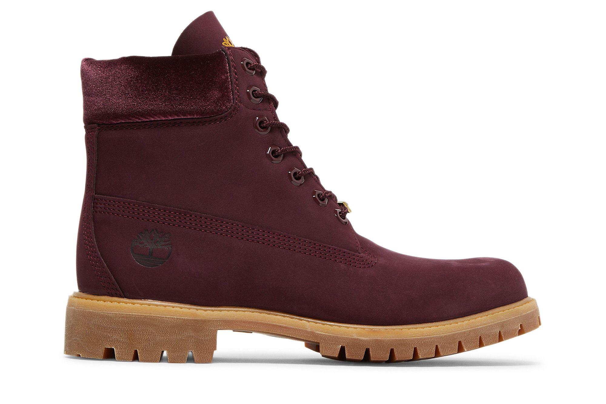 Burgundy velvet timberland sales boots