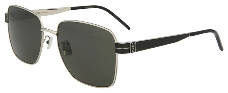 Saint Laurent Square Frame Sunglasses Metallic Silver