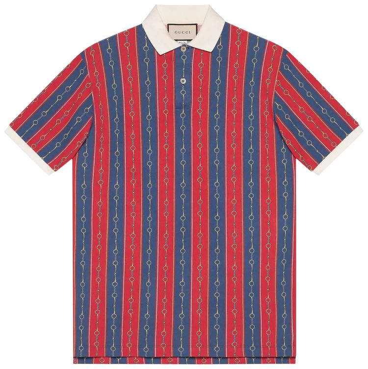 Gucci Horsebit Stripe Polo Blue