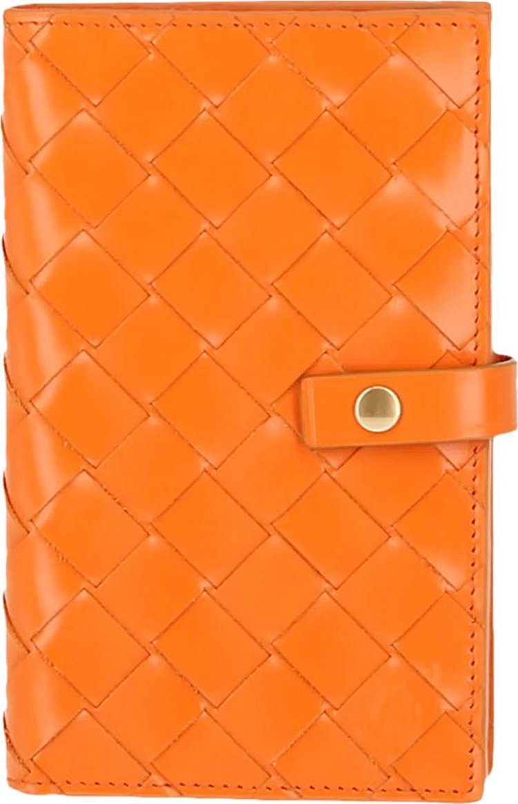 Bottega Veneta Small Leather Intrecciato Bi-Fold Wallet 'Orange'