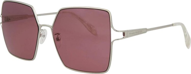 Alexander McQueen Square Frame Sunglasses Metallic Silver