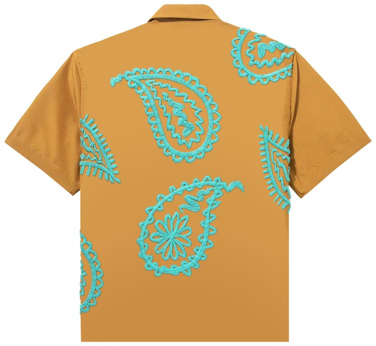 Awake NY Embroidered Paisley Poplin Shirt MustardTeal
