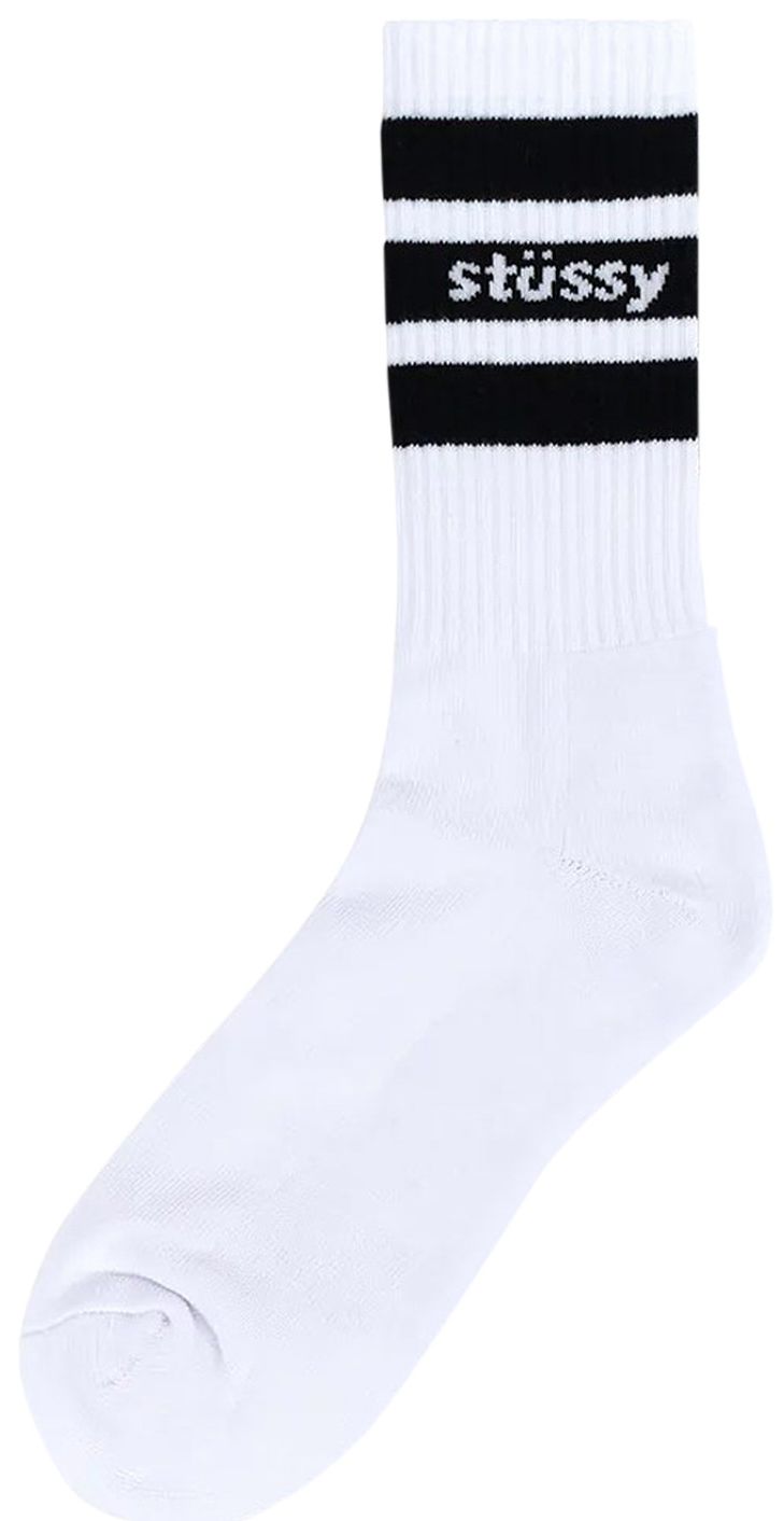 Stussy Stripe Crew Socks WhiteBlack