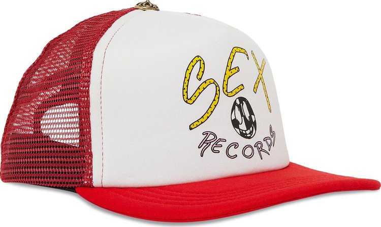 Chrome Hearts Sex Records Trucker Hat WhiteRed