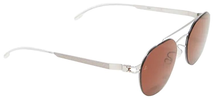 Mykita ML04 Sunglasses Shiny Silver Titan GreyLeica Amber Solid