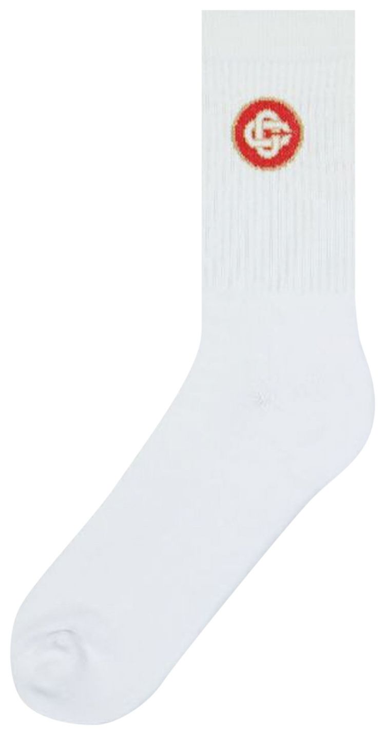 Casablanca Square Logo Ribbed Sport Sock Red
