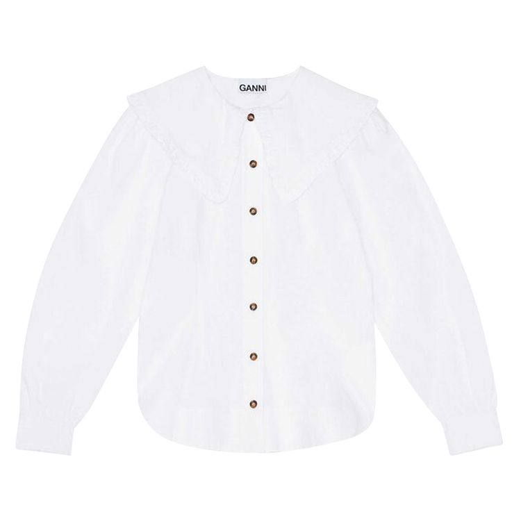 GANNI Cotton Poplin Shirt Bright White