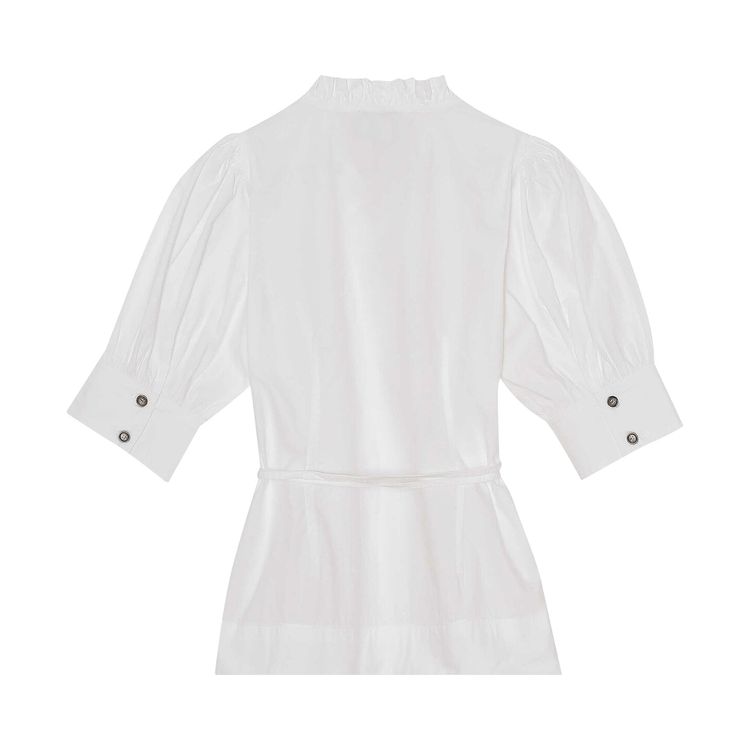 GANNI Cotton Poplin V Neck Shirt White