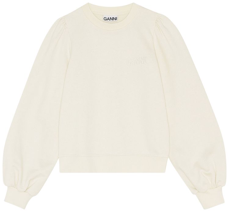 GANNI Software Isoli Puff Shoulder Sweatshirt Egret