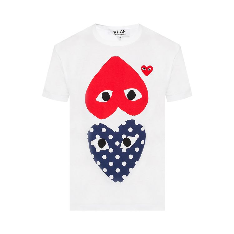 Comme des Garcons PLAY Polka Dot Mix Heart T Shirt White