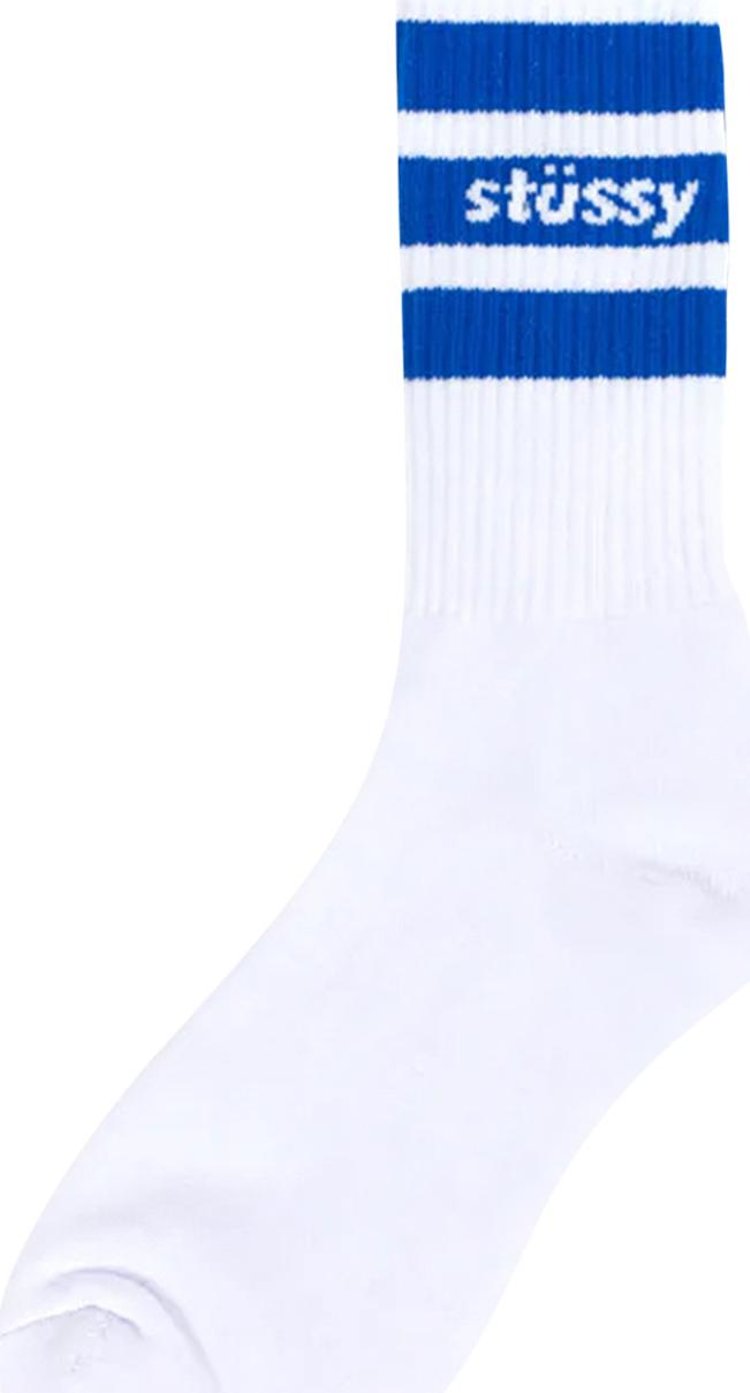 Stussy Stripe Crew Socks 'White/Blue'