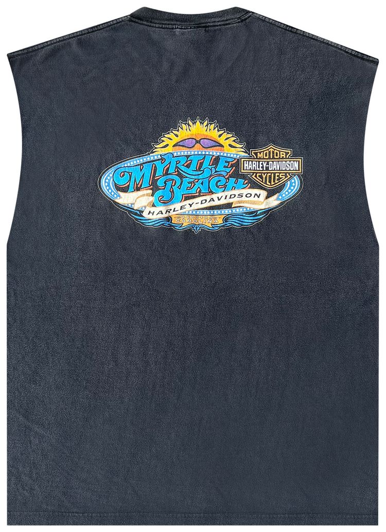 Vintage Harley Davidson 2000s Myrtle Beach Cut Off Tee Black