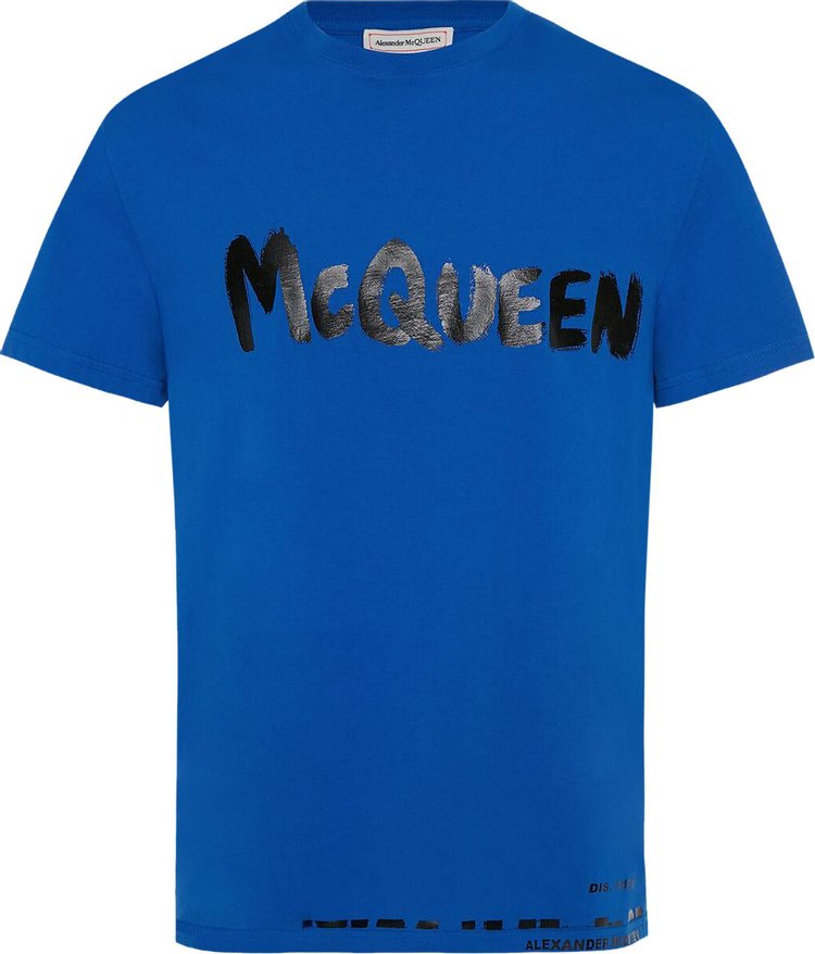 Alexander McQueen Graffiti Print T-Shirt 'Royal Blue/Mix'