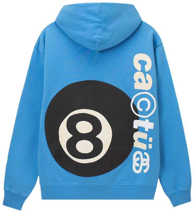 Stussy x Cactus Plant Flea Market 8 Ball Pigment Dyed Hoodie Blue