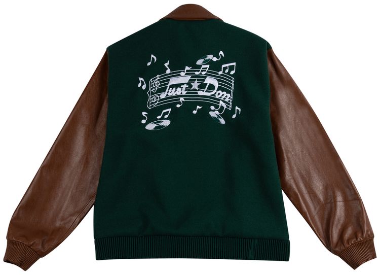 Just Don Sound Studded Varsity Jacket GreenBrown