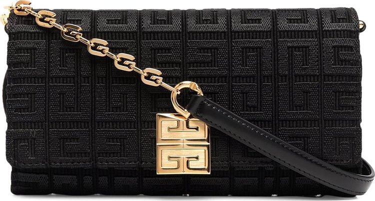 Givenchy 4G Wallet In Embroidered Canvas With Chain 'Black'