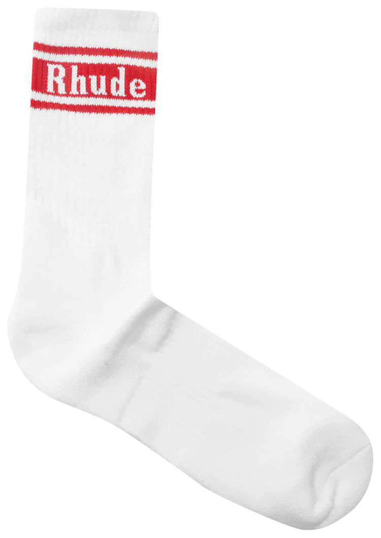 Rhude Stripe Logo Socks WhiteRed