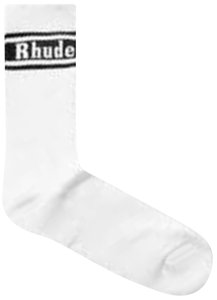 Rhude Stripe Logo Socks WhiteBlacl