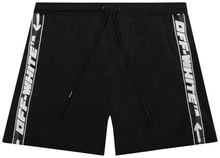 Off White ATHL Logoband Swimshorts BlackWhite