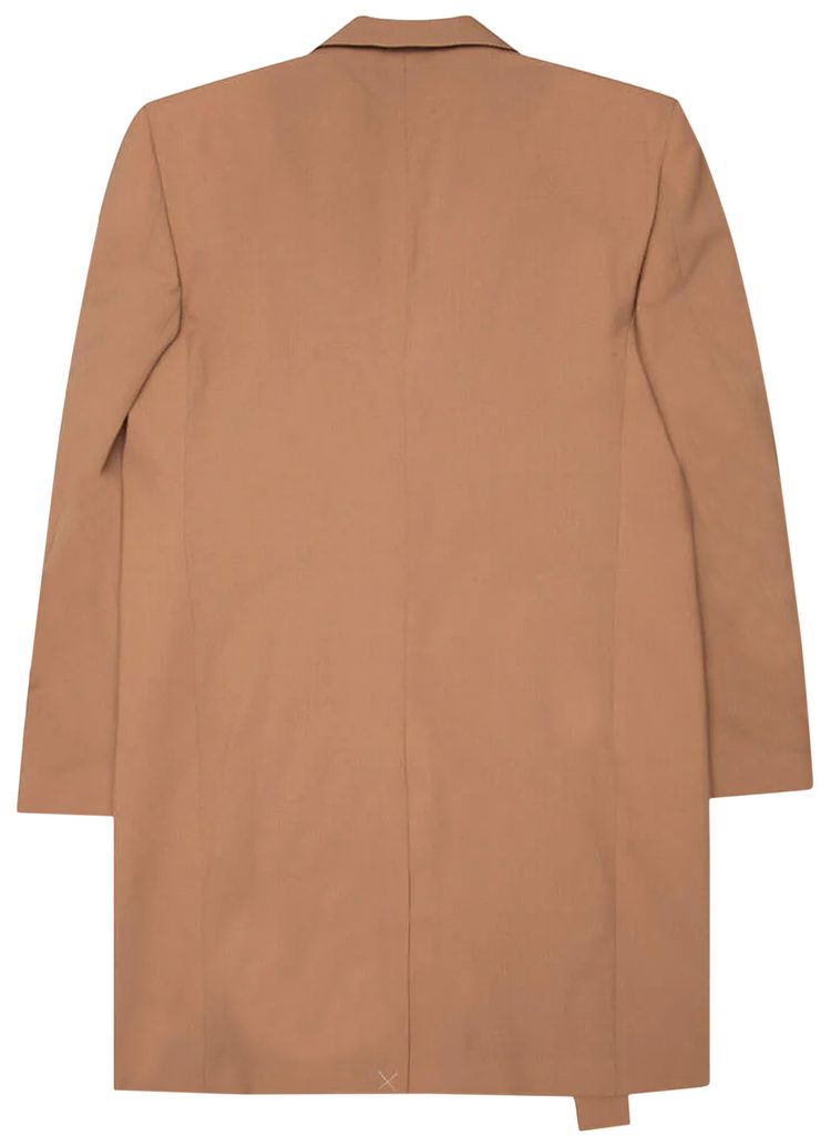 Off White Relaxed Long Jacket Camel