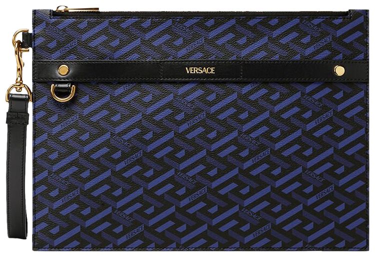Versace Coated Canvas Greca Flat Pouch Multicolor