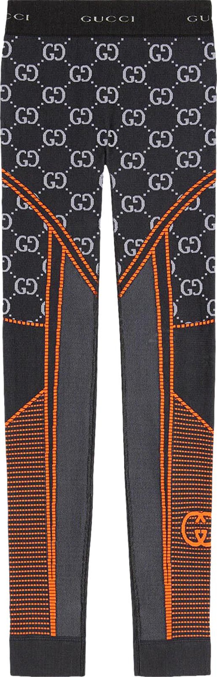 Gucci GG Jersey Jacquard Leggings 'Black/Orange'